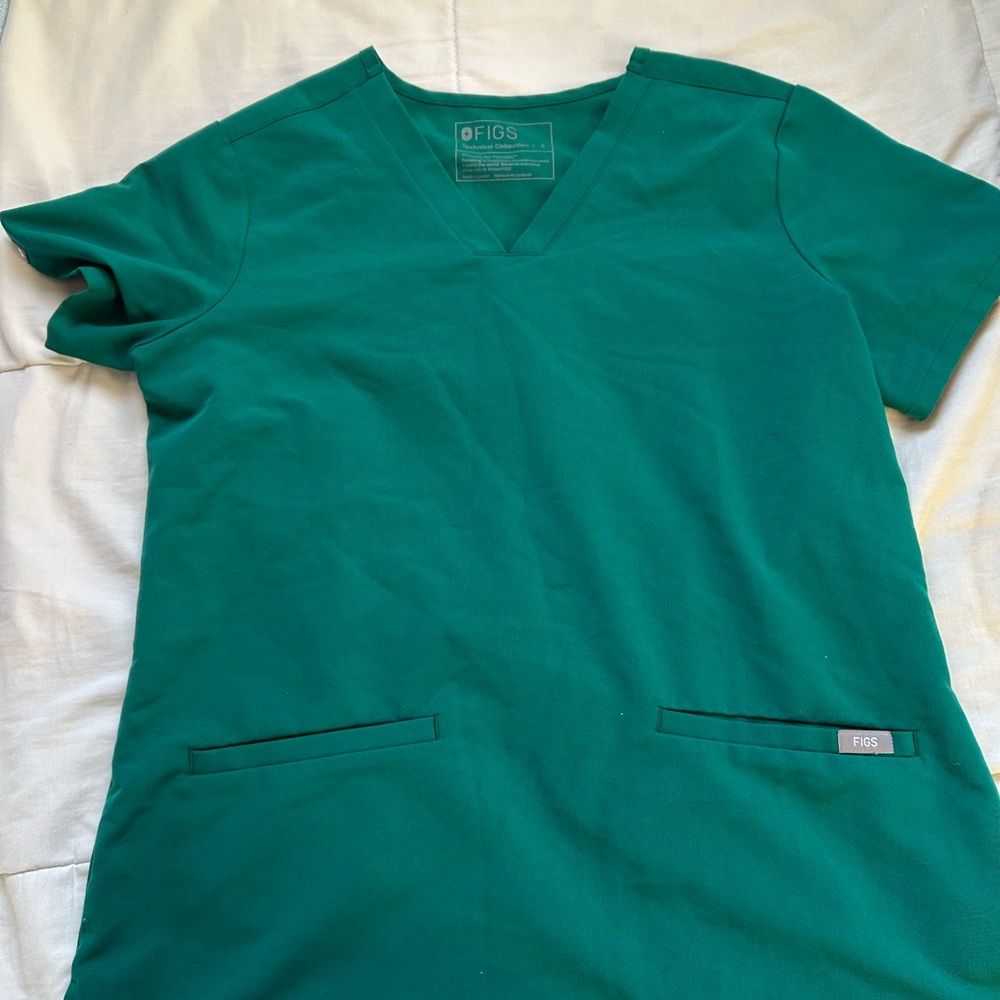 Figs hunter green 3 pocket scrub Top